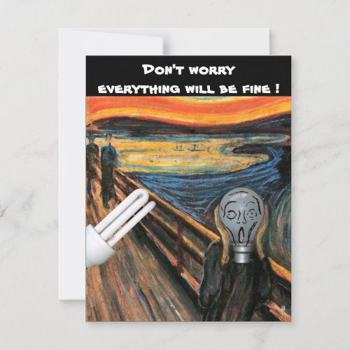 The Screaming Lightbulb Dont Worry Blank Card