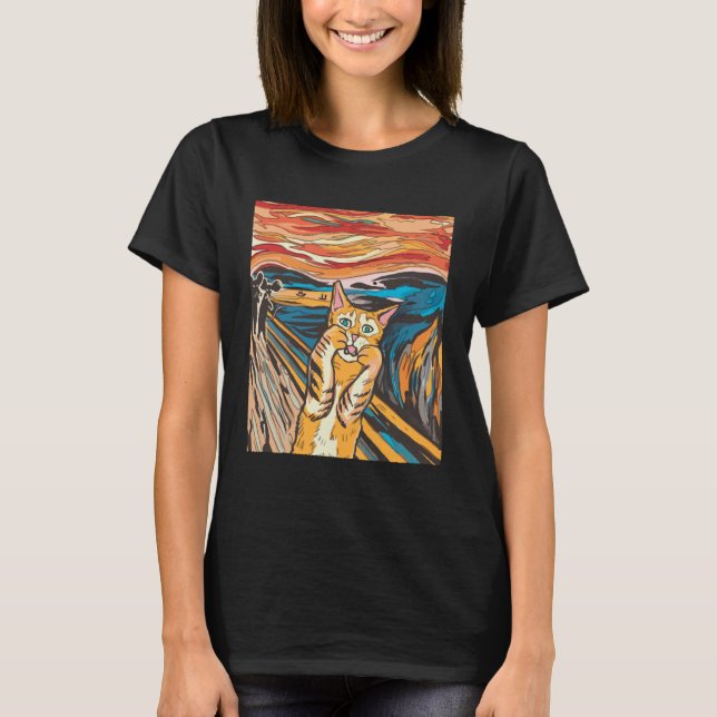 The Screaming  Painting Cat Edvard Munchs T-Shirt (Front)