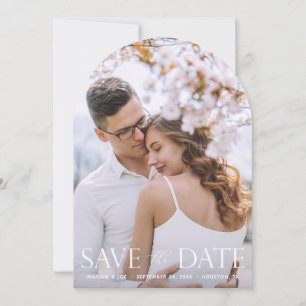 The Script V Modern 2 Photo Save the Date Arc Invitation