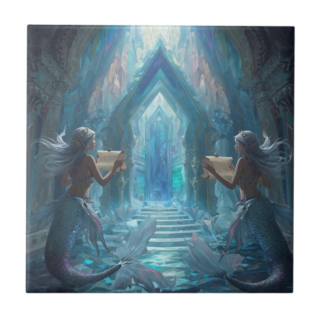 The Scroll Keepers of the Deep” Ceramic Tile (Front)