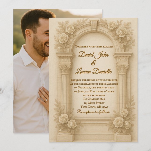 The Sculpted Vow Photo Wedding Invitation (Front/Back)