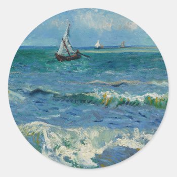 The Sea At Les Saintes Maries De La Mer | Van Gogh Classic Round Sticker by decodesigns at Zazzle