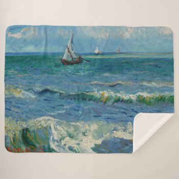 The Sea At Les Saintes Maries De La Mer | Van Gogh Sherpa Blanket by decodesigns at Zazzle