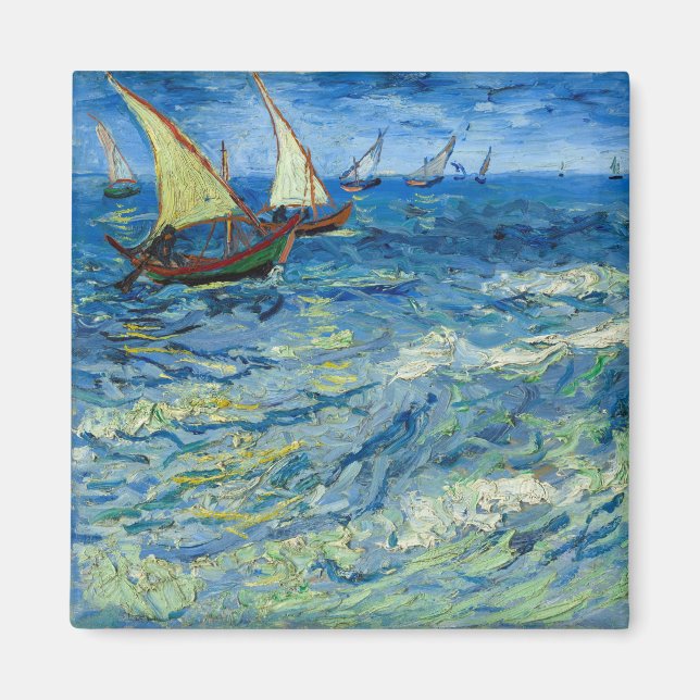The Sea at Saintes-Maries by Vincent van Gogh Magnet (Front)