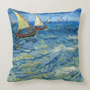 The Sea at Saintes-Maries by Vincent van Gogh Throw Pillow