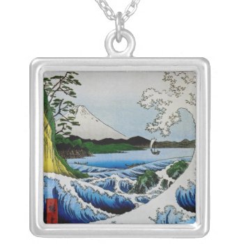 The Sea At Satta In Suruga Province Silver Plated Necklace by SunshineDazzle at Zazzle