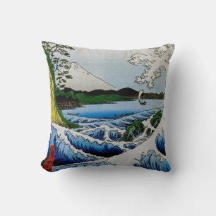 The Sea at Suruga Province, 1858 Throw Pillow