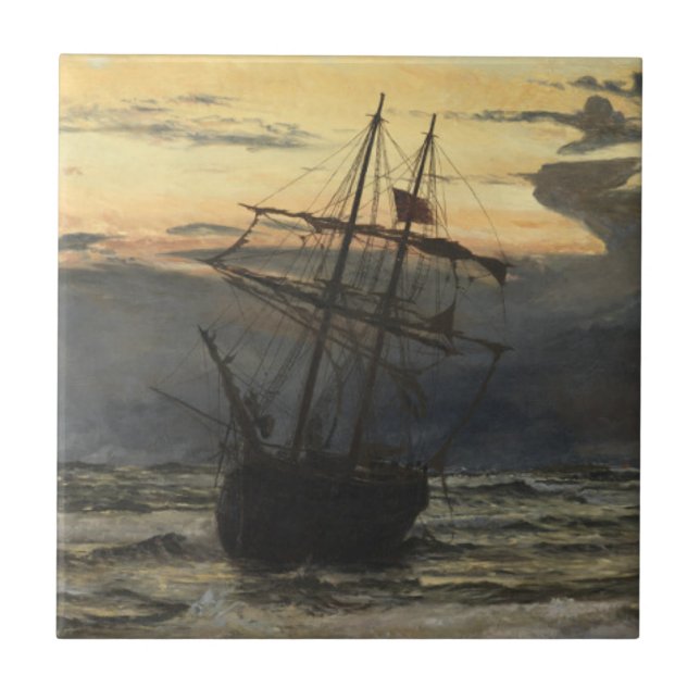 The Sea-Beach after a Storm  Time, Dawn Ceramic Tile (Front)