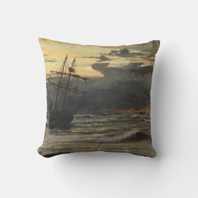 The Sea-Beach after a Storm  Time, Dawn Throw Pillow (Front)