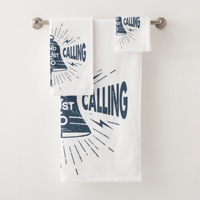 The Sea Is Calling Nautical Bath Towel Set (Insitu)
