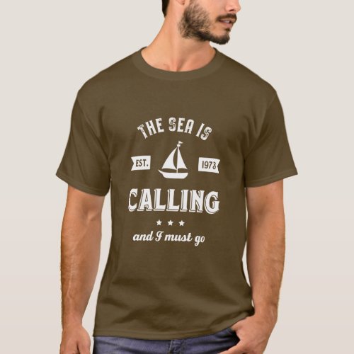 The Sea Is Calling Vintage Sailing Sailor Quote T_Shirt