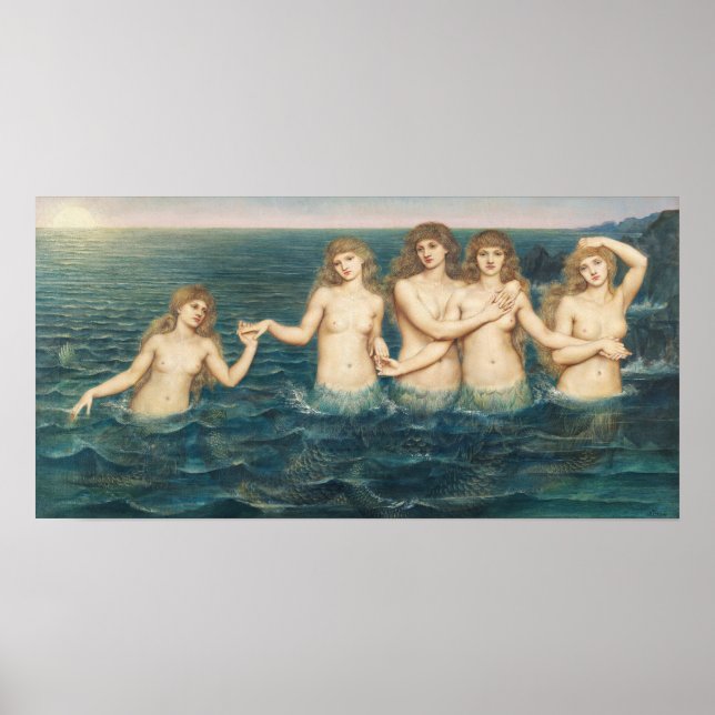 The Sea Maidens | Evelyn De Morgan Poster (Front)