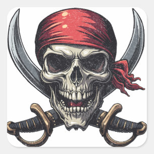 The Sea Pirate Tavern - Skull n Bones Square Sticker