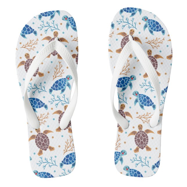 The Sea Turtle Pattern Flip Flops (Footbed)