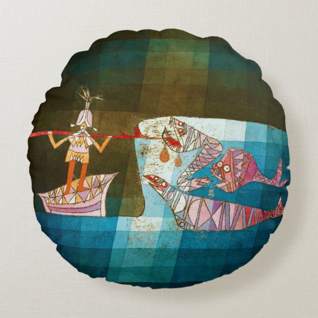 The Seafarers, Paul Klee Round Pillow (Front)