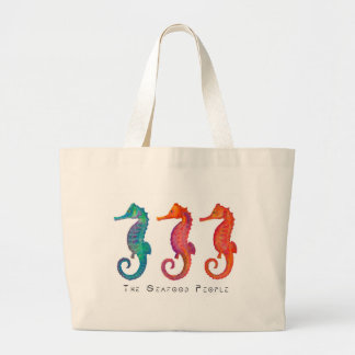 The seafood people (seahorse watercolor) large tote bag