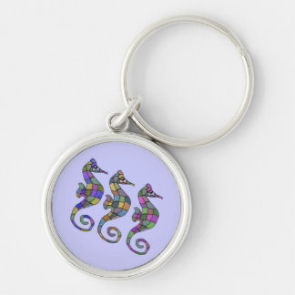 The Seahorse Rainbow Silver Keychain