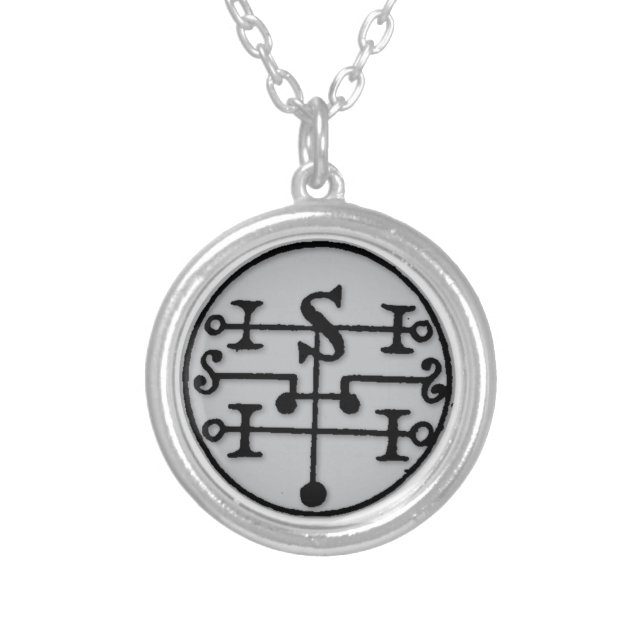 The Seal of Andromalius FIGHT WICKED PEOPLE Silver Plated Necklace (Front)
