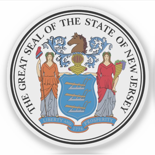 The seal of the state of New Jersey Sticker (Front)