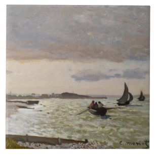 The Seashore at Sainte-Adresse, 1864 Ceramic Tile