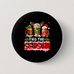 The Season Christmas Three Santa Reindeer Elf Coff Button
