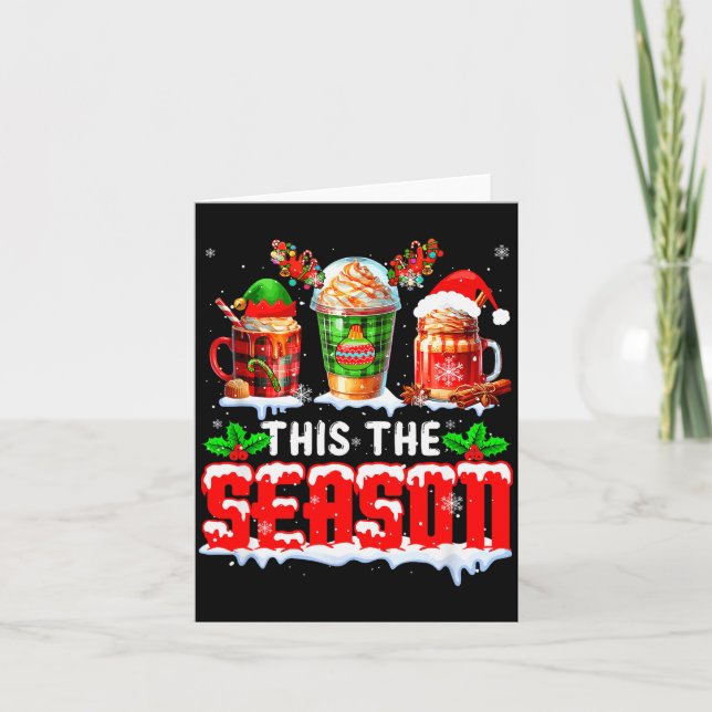 The Season Christmas Three Santa Reindeer Elf Coff Card (Front)