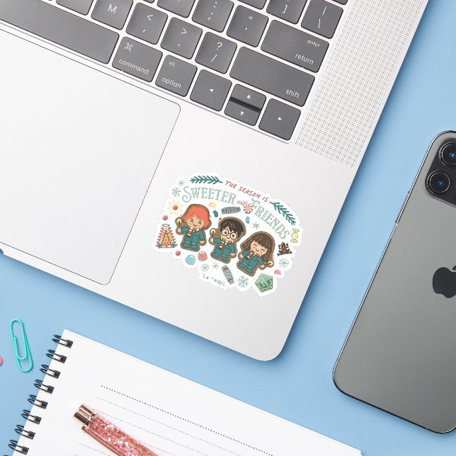The Season is Sweeter with Friends Sticker (Laptop w/ iPhone)
