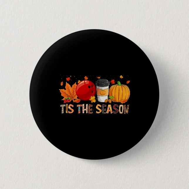 The Season Leopard Pumpkin Bowling Halloween Fall  Button (Front)