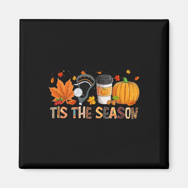 The Season Leopard Pumpkin Lacrosse Halloween Fall Magnet (Front)