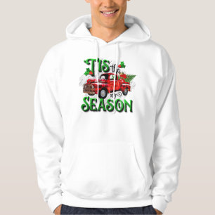 the Season Red Plaid Retro Truck Christmas Hoodie