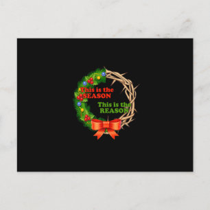 The Season The Reason Laurel Wreath Jesus Christia Postcard