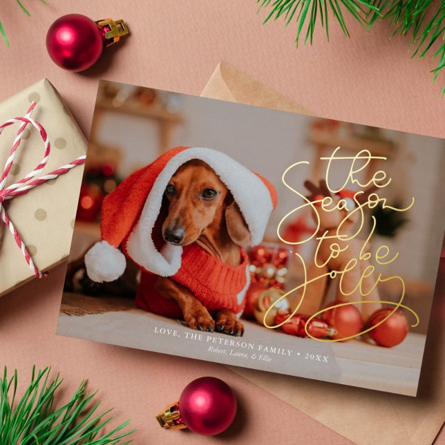 "The Season To Be Jolly" Custom Photo Christmas  Foil Holiday Card (Creator Uploaded)