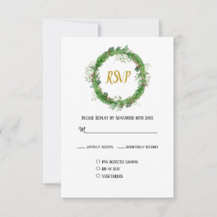 The Season to be Married Winter Greenery Wedding RSVP Card