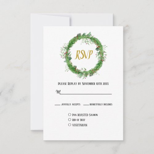 The Season to be Married  Winter Greenery Wedding RSVP Card