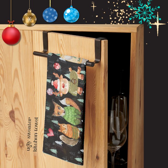 The Season to Rock Ugly Sweaters  Kitchen Towel (The Season to Rock Ugly Sweaters Kitchen Towel)