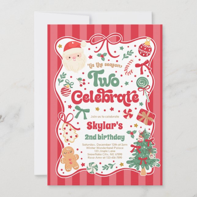 The Season Two Celebrate Christmas 2nd Birthday Invitation (Front)