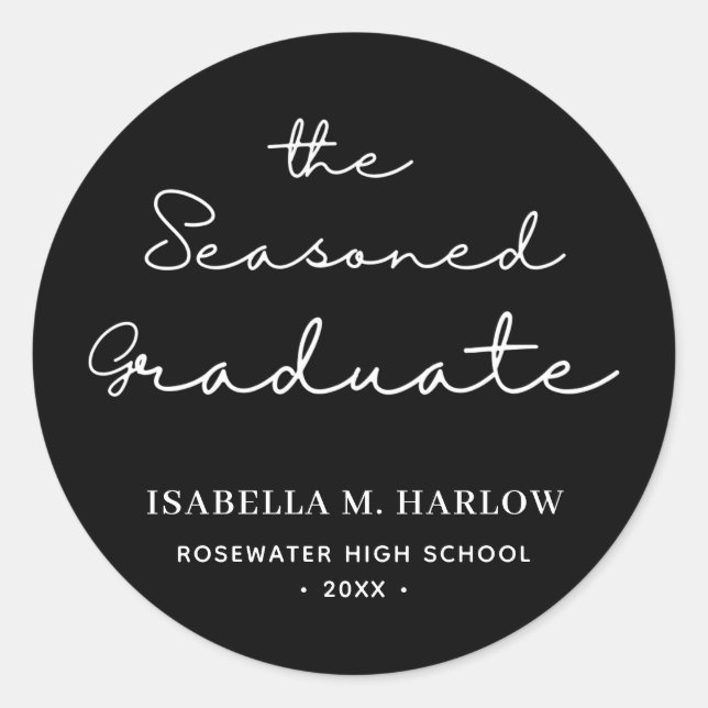 The Seasoned Graduate Personalized Classic Round Sticker (Front)