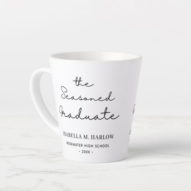 The Seasoned Graduate Personalized Latte Mug (Left Angle)