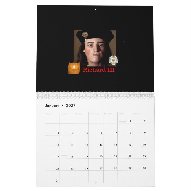 The Second Coming of Richard III Calendar (Jan 2027)