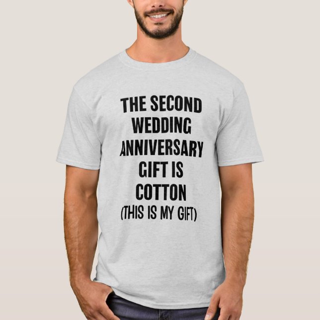 The second wedding anniversary gift is cotton tee (Front)