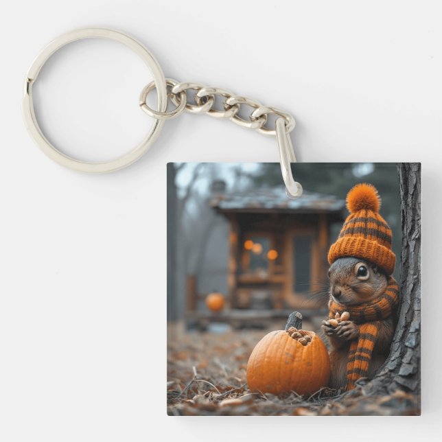 The secret forest feast of the squirrel Ai image Keychain (Front)