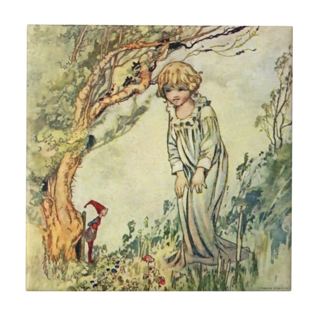 “The Secret Garden” Fairy Art by Charles Robinson Ceramic Tile (Front)