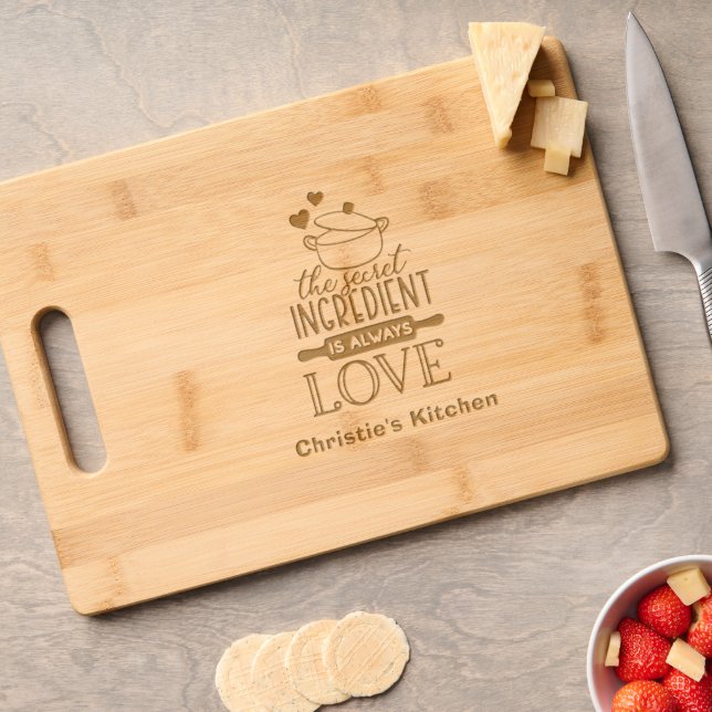 The Secret Ingredient Is Always Love Engraved Cutting Board (Cheese)