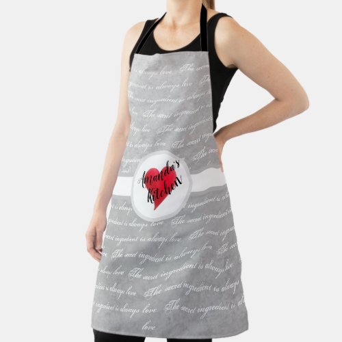 The secret ingredient is always love heart  apron