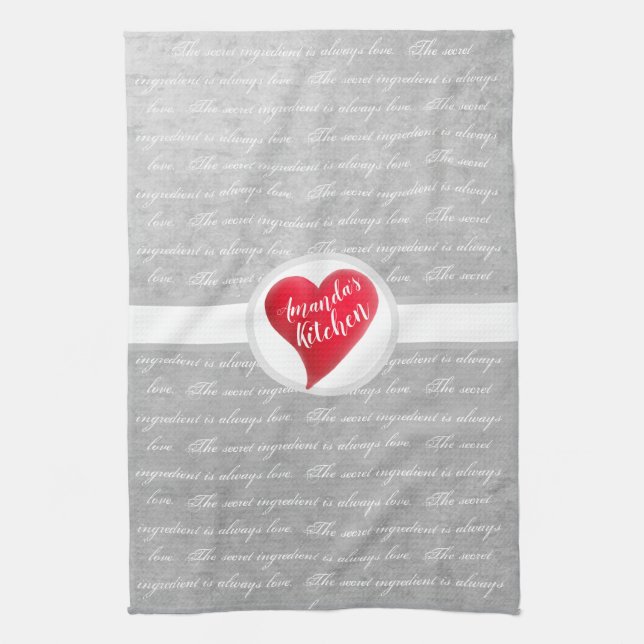 The secret ingredient is always love marble heart kitchen towel (Vertical)
