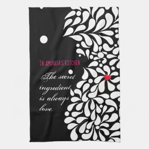 The secret ingredient is love personalized kitchen towel
