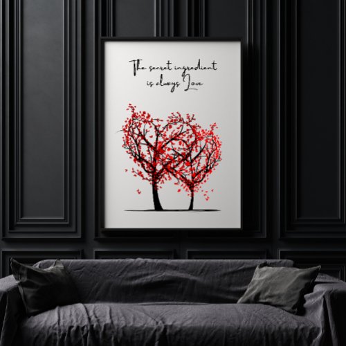 The Secret Ingredients is Love Red Tree Hearts  Poster