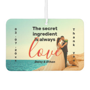 The Secret is Love Custom Wedding Photo Thank You  Air Freshener