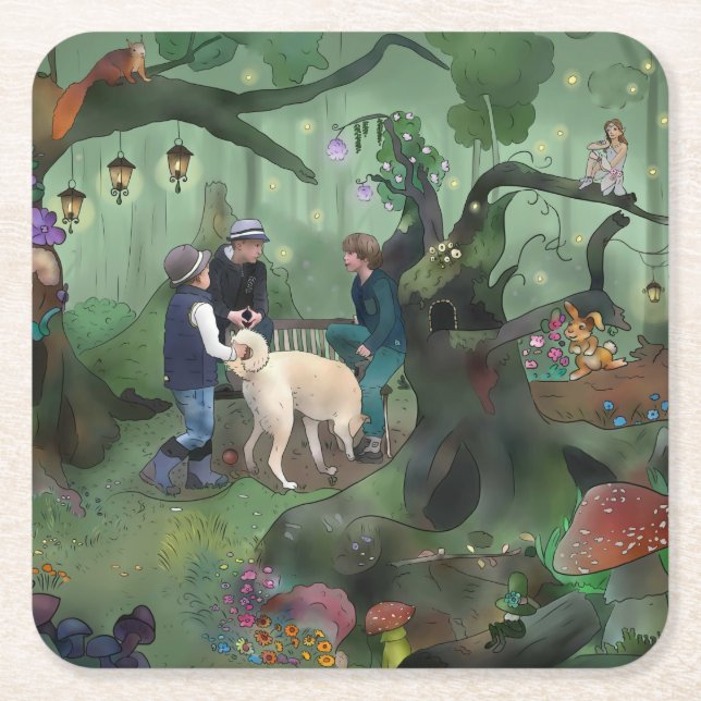 The Secret Location of Corrected Cardboard Square Paper Coaster (Front)