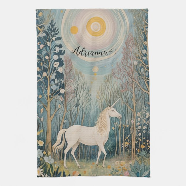 The Secret Unicorn of Whispering Woods Kitchen Towel (Vertical)